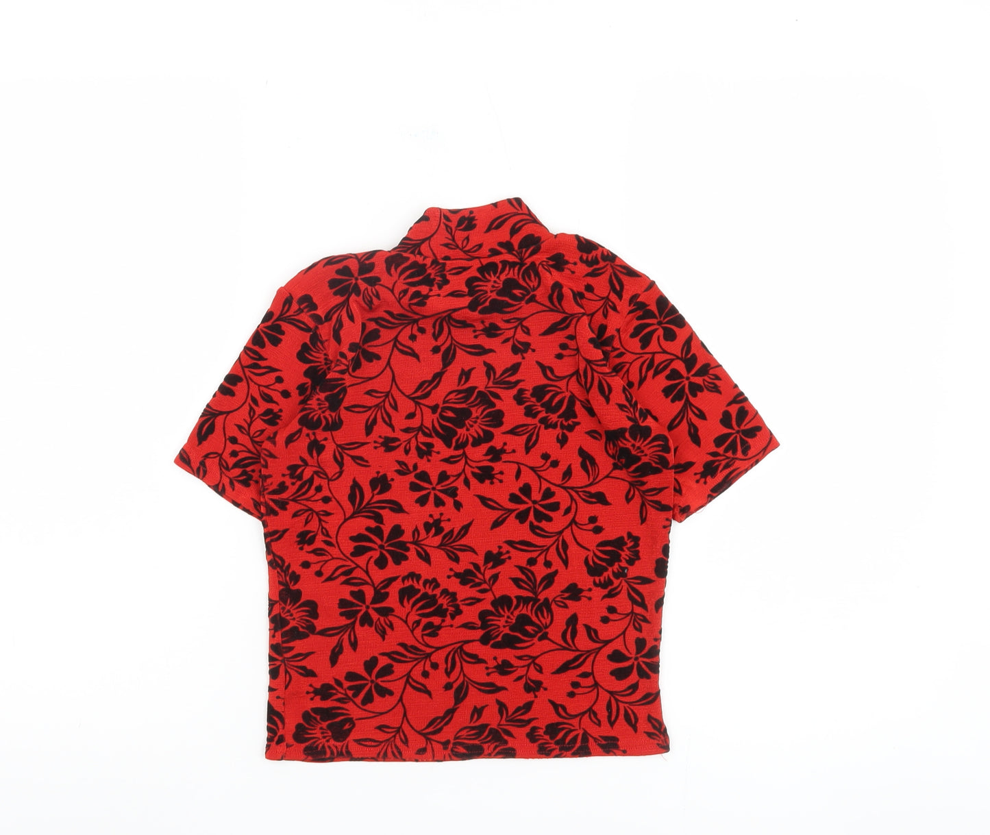 Paragon Women's Red Floral Mock Neck Top S