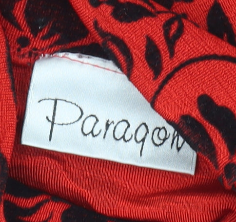 Paragon Women's Red Floral Mock Neck Top S