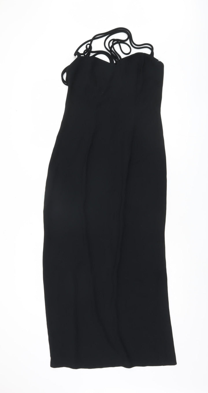 Wallis Black Midi Bodycon Dress, Size 8