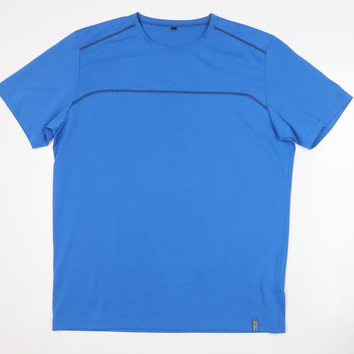 Meru Men's Blue Polyester T-Shirt, Large