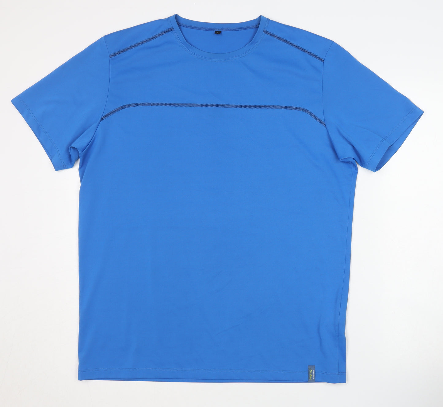 Meru Men's Blue Polyester T-Shirt, Large