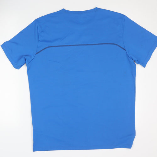 Meru Men's Blue Polyester T-Shirt, Large