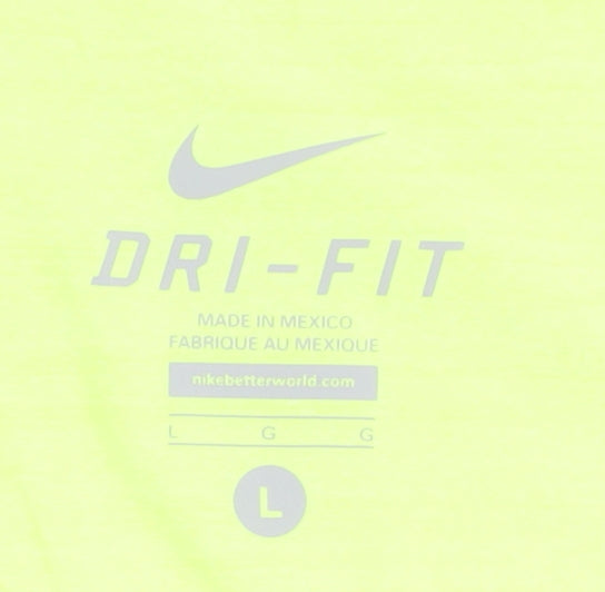 Nike Men's Green Dri-FIT T-Shirt L Gym Running