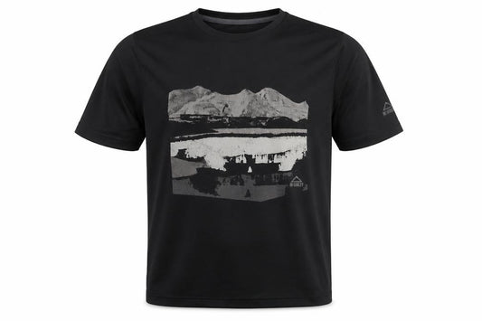 Front view of McKinley Men's Black T-Shirt L | Gym & Running