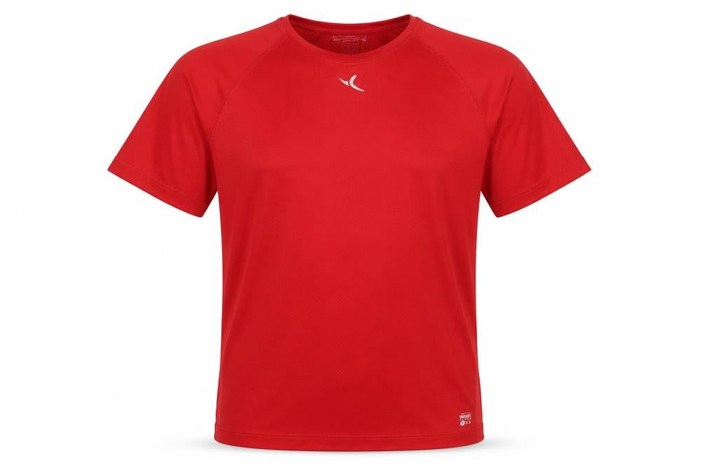 Front view of Decathlon Men's Red Gym T-Shirt, size S