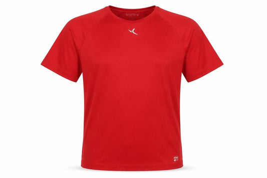 Front view of Decathlon Men's Red Gym T-Shirt, size S