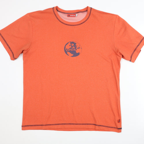 OCK Men's Orange T-Shirt L - Graphic Crew Neck