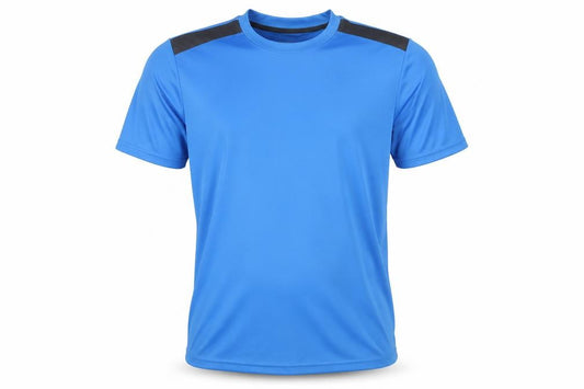 Front view of Crane Men's Blue Gym T-Shirt, size M, Short Sleeve Jersey