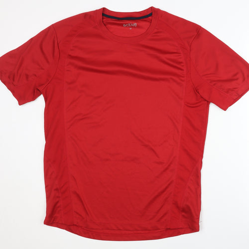 Red Men's Active T-Shirt Short Sleeve Gym Top M