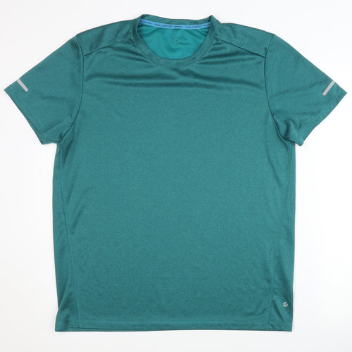 Men's Green Activewear T-Shirt, Polyester, Short Sleeve Size L