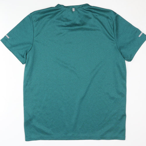 Men's Green Activewear T-Shirt, Polyester, Short Sleeve Size L