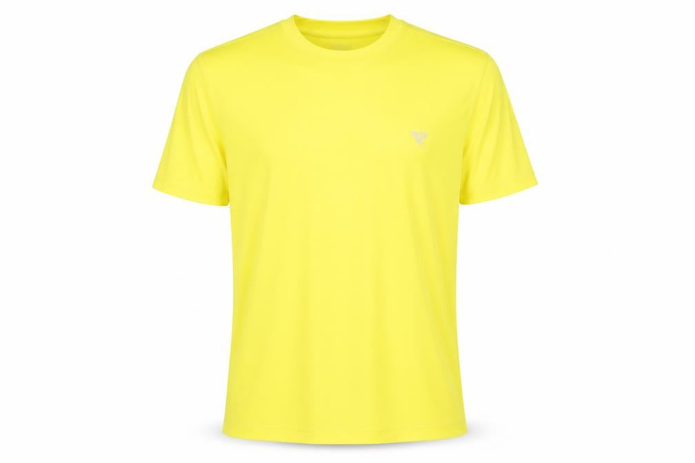 Front view of Runners Point Men's Yellow Running T-Shirt, size L