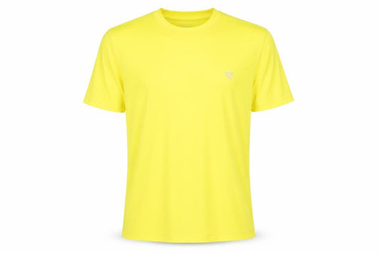 Front view of Runners Point Men's Yellow Running T-Shirt, size L