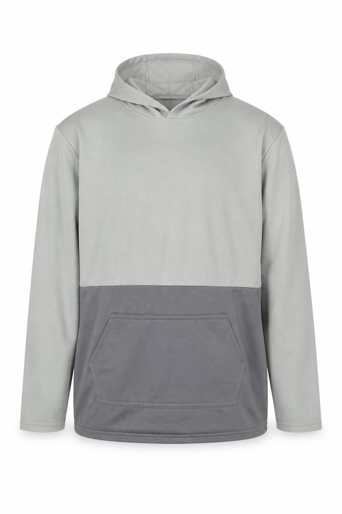 Front view of Real Essentials Men's Grey Pullover Hoodie L