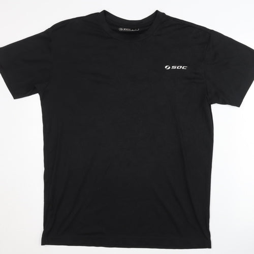 SOC Men's Black Medium T-Shirt - Regular Fit, Gym Ready