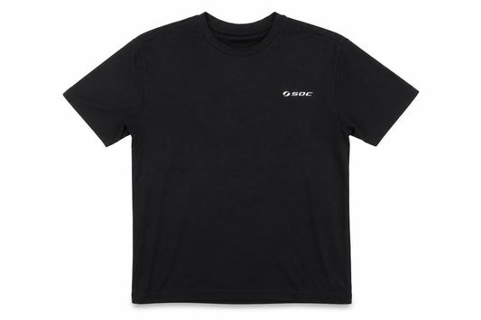 Front view of SOC Men's Black Medium T-Shirt - Regular Fit, Gym Ready