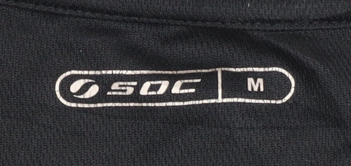 SOC Men's Black Medium T-Shirt - Regular Fit, Gym Ready