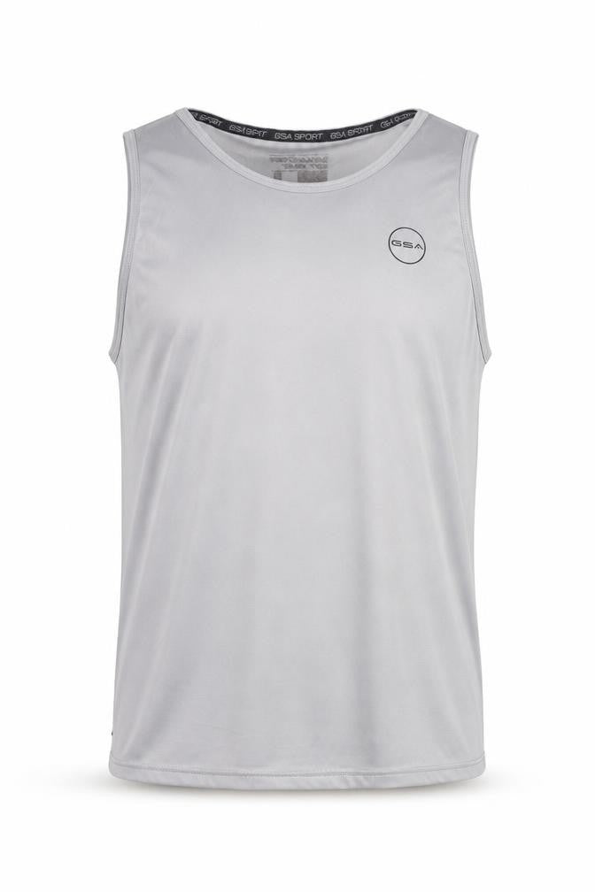 Front view of GSA Men's Grey Athletic Tank Top M