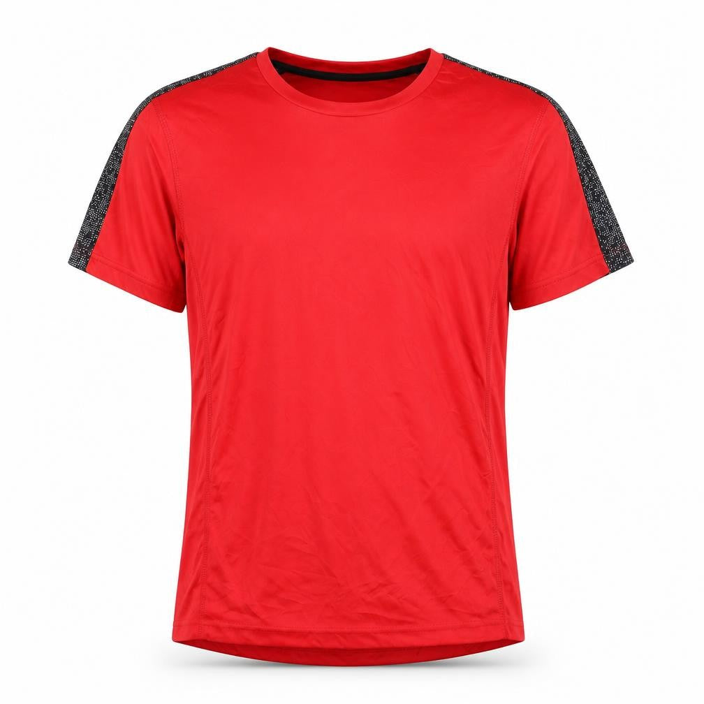 Front view of Crane Men's Red Medium Pullover Activewear T-Shirt