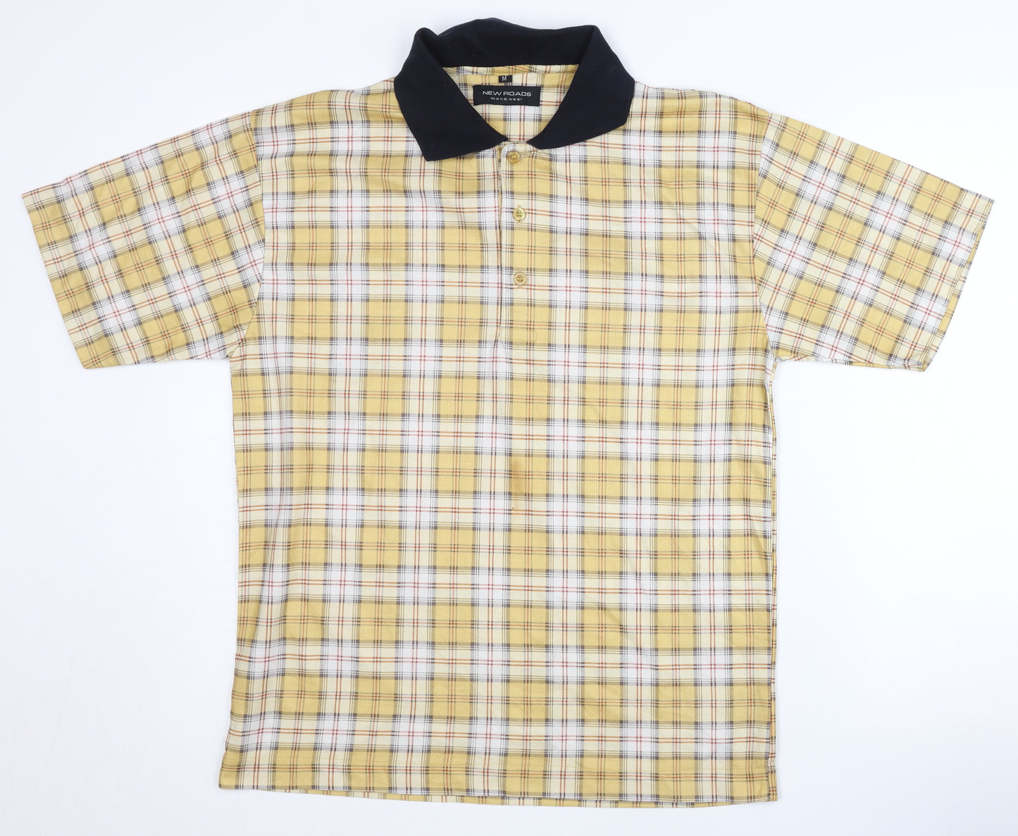 New Roads Men's Multicoloured Plaid Polo Shirt M