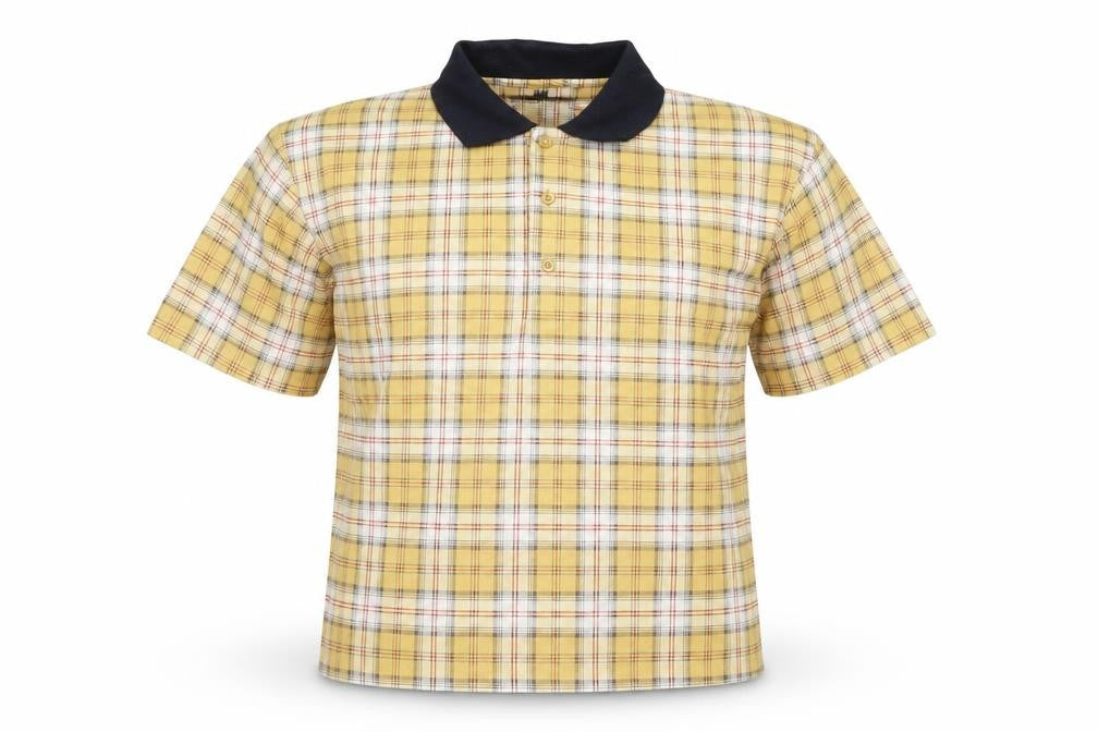 Front view of New Roads Men's Multicoloured Plaid Polo Shirt M