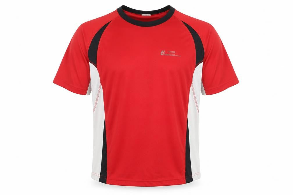 Front view of Shamp Men's Red Medium Gym Jersey T-Shirt