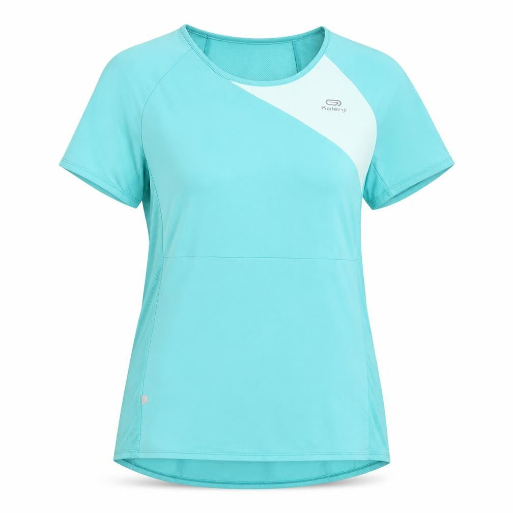 Front view of Decathlon Women's Blue Short Sleeve Running T-Shirt 18