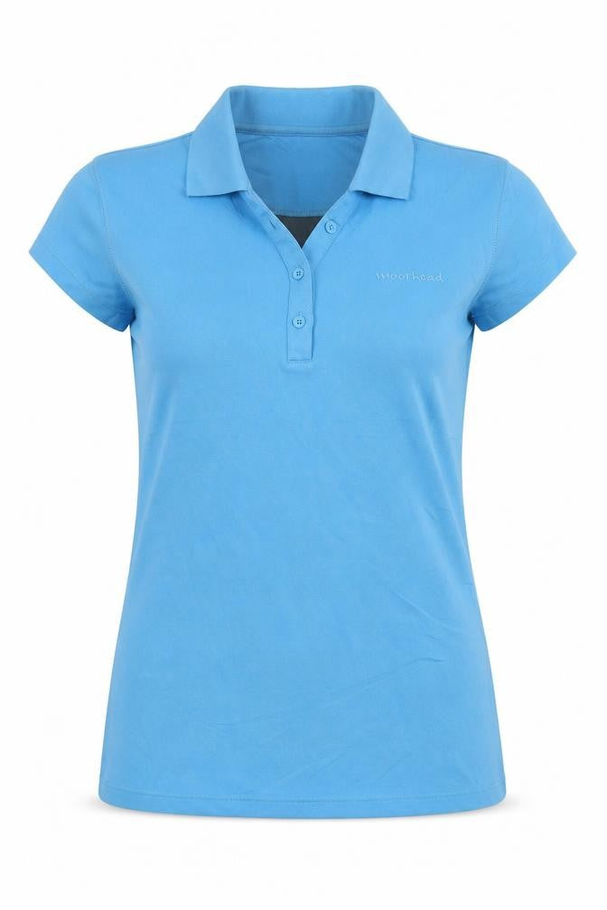 Front view of Moorhead Women's Blue Polo Top, size 10
