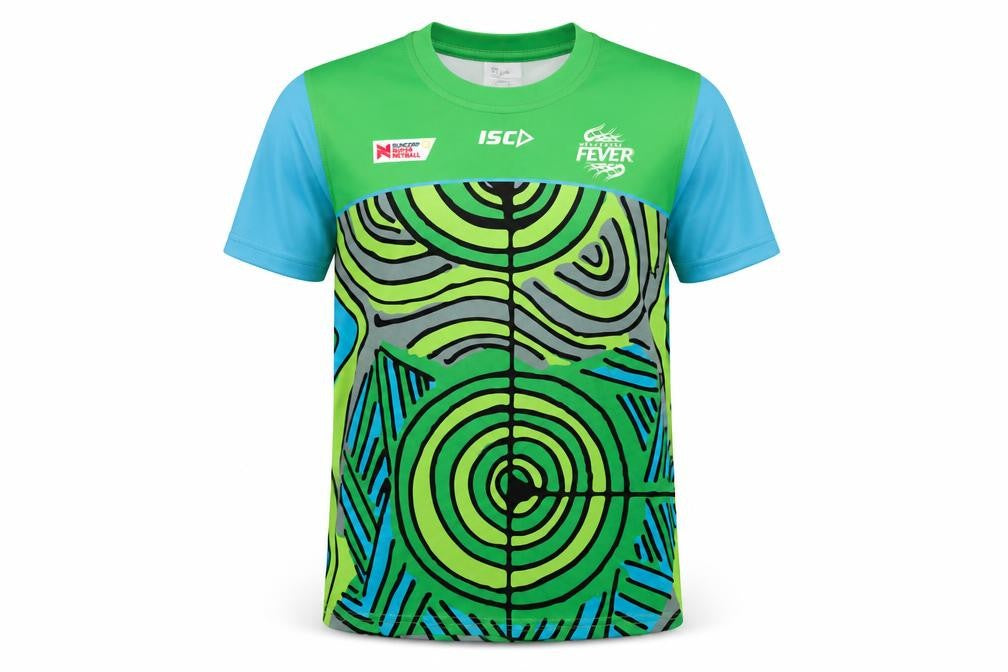 Front view of ISC boys’ green blue graphic print t-shirt, size 14