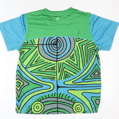 ISC Boys Green Blue Graphic Print T-Shirt, Size 14