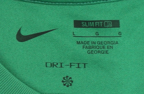 Nike Men's Green Jersey T-Shirt L Slim Fit