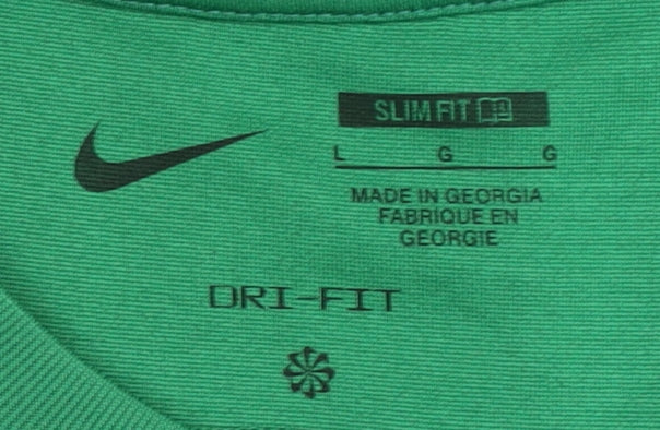 Nike Men's Green Jersey T-Shirt L Slim Fit