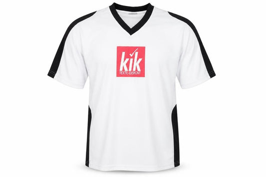 Front view of Identic Men's White XL Football V-Neck Logo T-Shirt