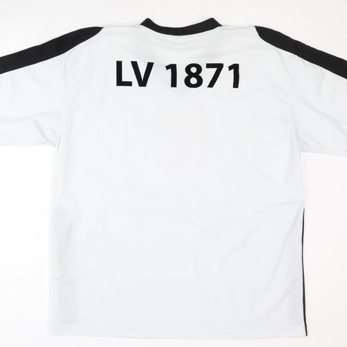 Identic Men's White XL Football V-Neck Logo T-Shirt