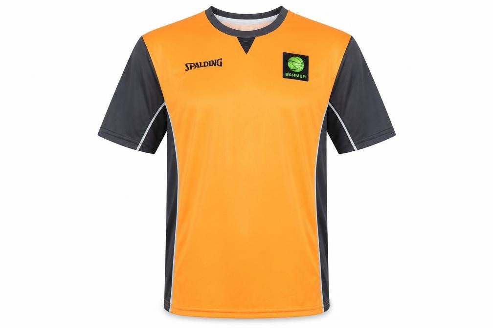 Front view of Spalding Men's Orange Black T-Shirt Jersey L