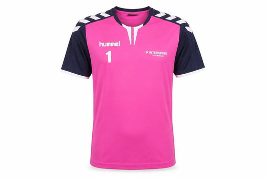 Front view of Hummel Men's Pink Sports T-Shirt, Small