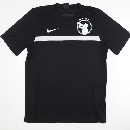 Nike Men's Black Football T-Shirt, L, Moisture-Wicking Jersey