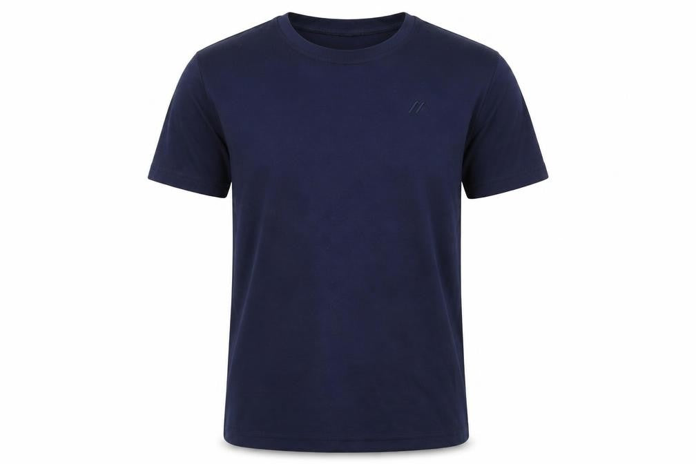 Front view of Maier Sports Men's Blue Short Sleeve Polyester Tee