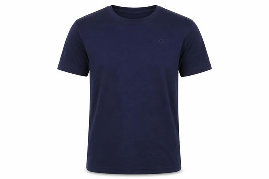 Front view of Maier Sports Men's Blue Short Sleeve Polyester Tee