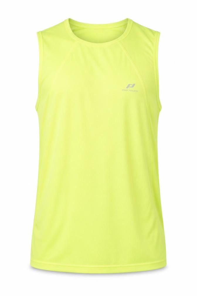 Front view of Pro Touch unisex yellow medium tank for running & gym