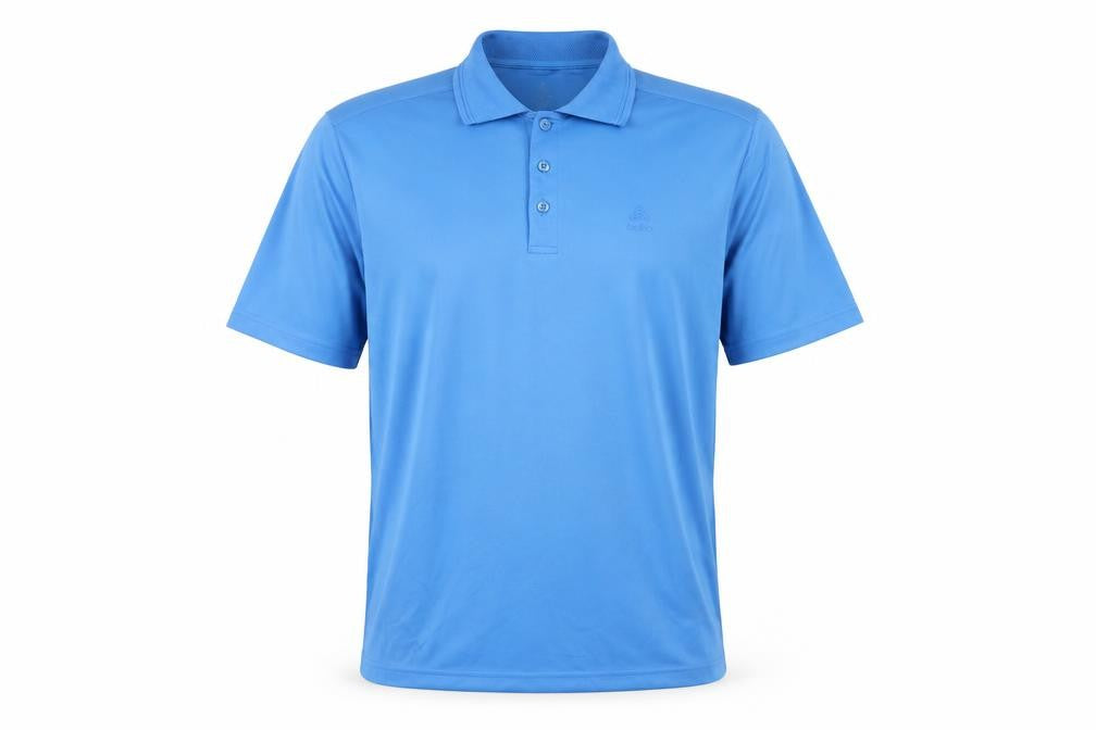 Front view of Odlo Men's Blue XL Basic Polo Shirt - Breathable, Polyester