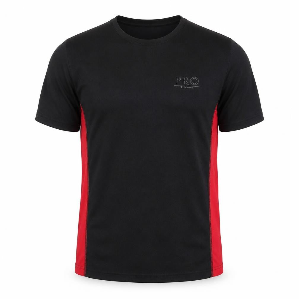 Front view of PRO Men's Black Running T-Shirt L Size