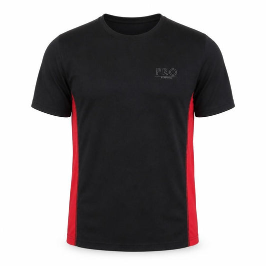 Front view of PRO Men's Black Running T-Shirt L Size