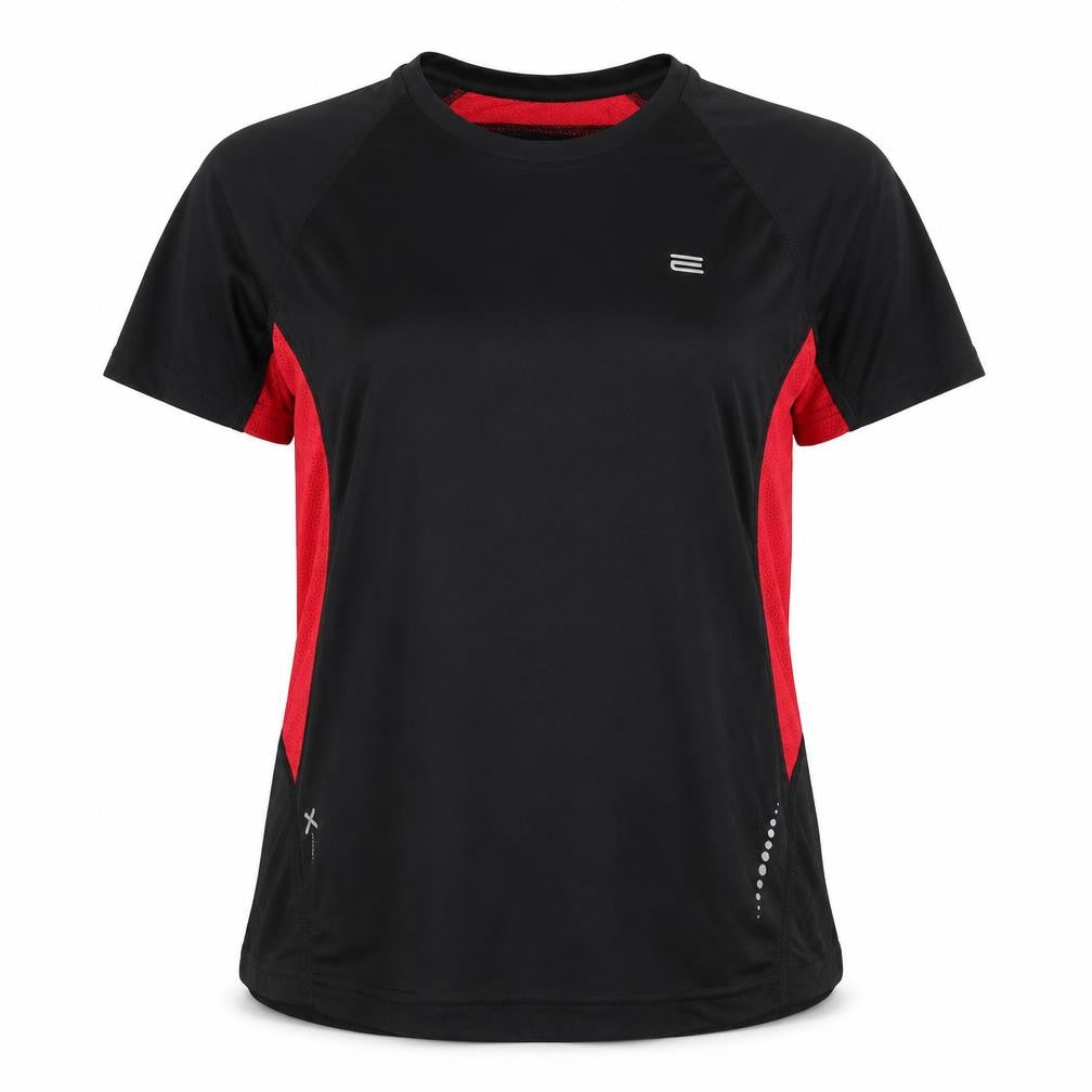 Front view of Oxide unisex black xl running t-shirt