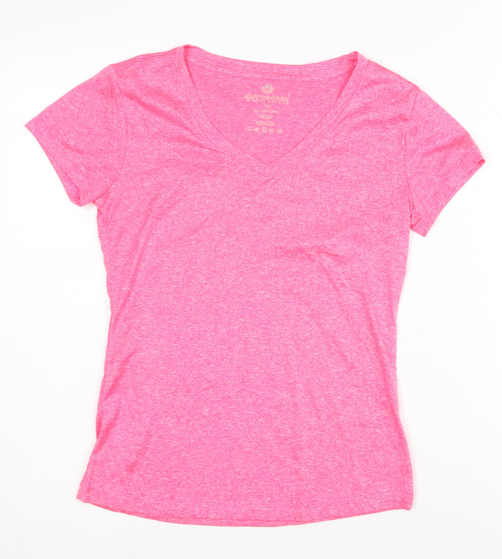90 Degree By Reflex Women's Pink V-Neck T-Shirt XS