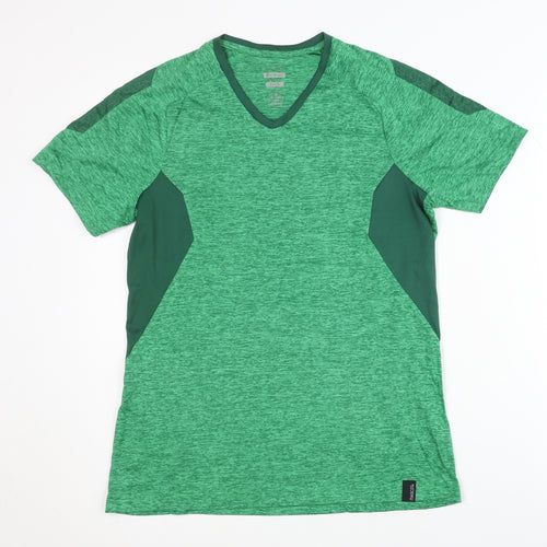 Mascot Men's Green V-Neck Jersey T-Shirt, Size S