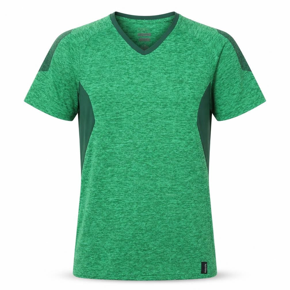 Mascot Men's Green V-Neck Jersey T-Shirt, Size S