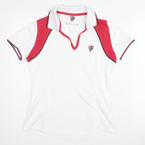 Women's White & Red Polo Shirt Activewear Size 10/12
