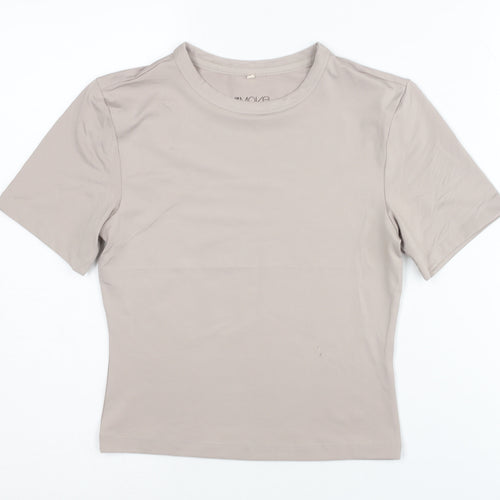 H&M Move Women Beige T-Shirt S, Short Sleeve Basic Fit