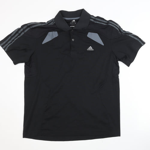 Adidas Men's Black Polo Shirt, Size S, Breathable Gym Top